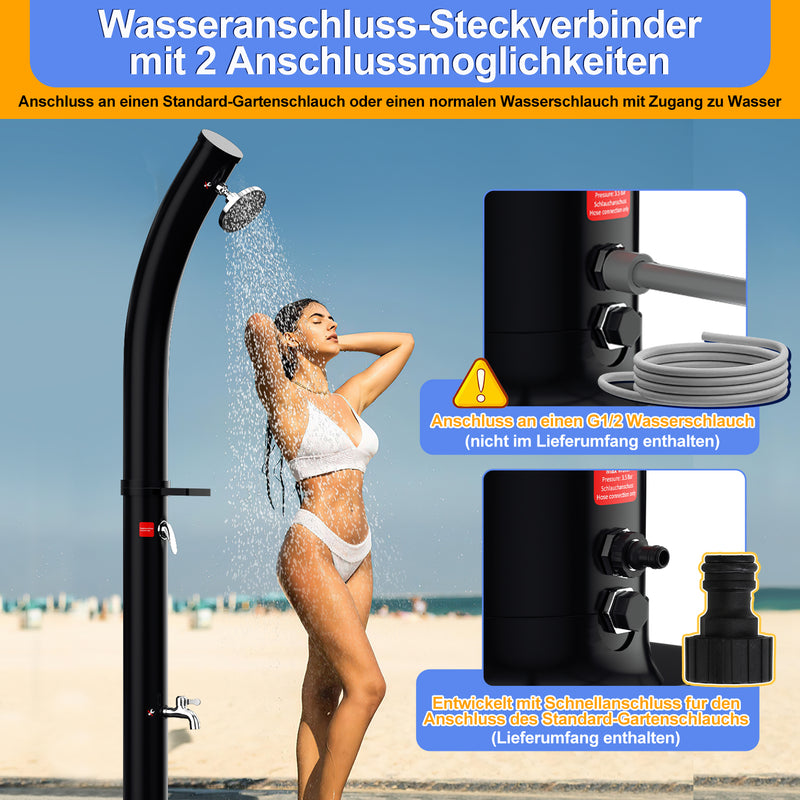 Sonnewelt 20L Solardusche Curve mit Regenduschkopf und Schutzhaube