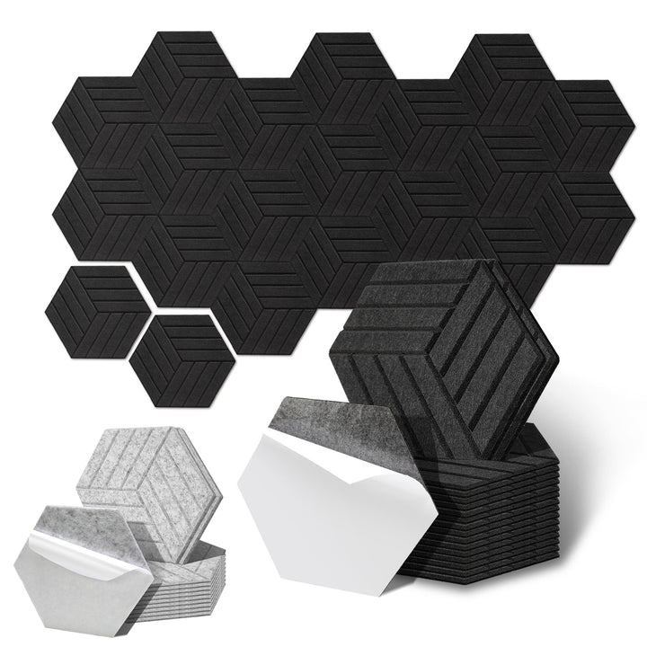 Sonnewelt Akustikplatten Wandpaneele Selbstklebend 12/18 Stück Hexagonal Schlieren