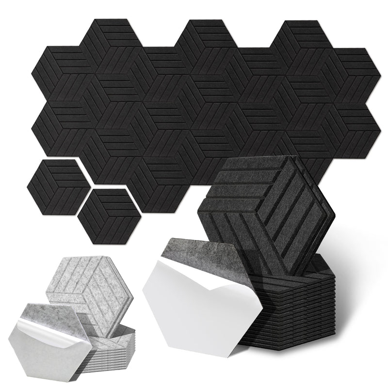 Sonnewelt Akustikplatten Wandpaneele Selbstklebend 12/18 Stück Hexagonal Schlieren