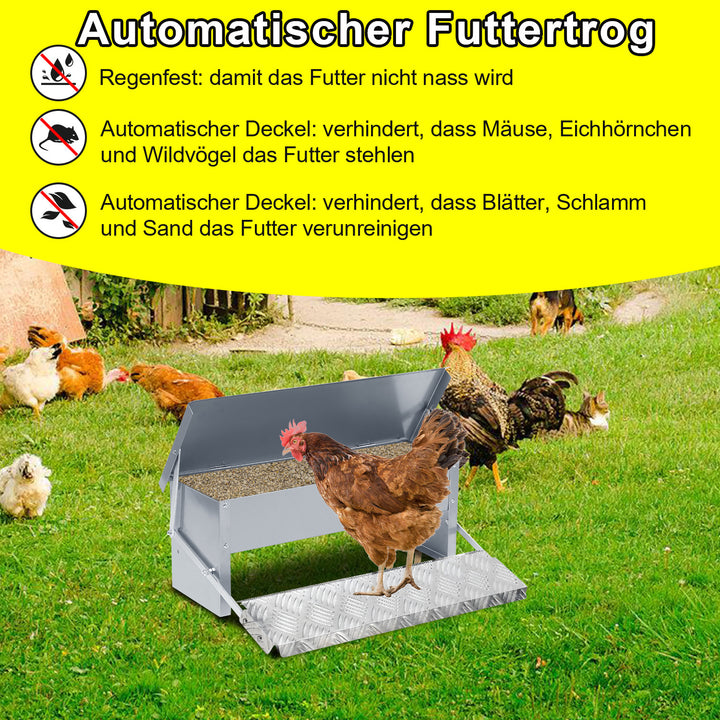 Sonnewelt Futterautomat für hühner Fußpedal selbstöffnender 5kg