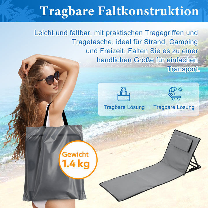 Sonnewelt Beach Loungers Portable Beach Mat with Adjustable 5-Level Height