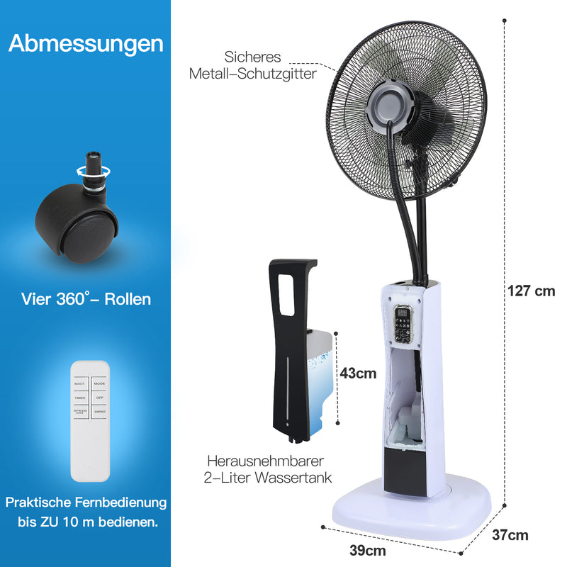 Sonnewelt Standventilator mit Wasserkühlung Ultraschall-Sprühnebel