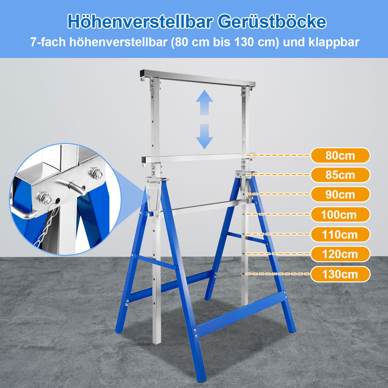 Sonnewelt 2x Gerüstbock Klappbock 7-fach höhenverstellbar