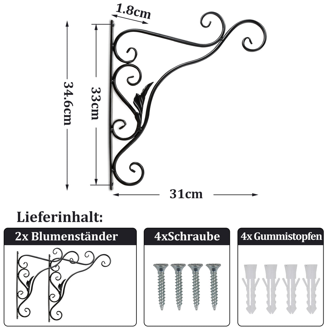 Sonnewelt 2x Blumenampel Wandhalterung