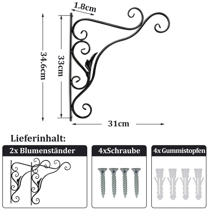 Sonnewelt 2x Blumenampel Wandhalterung