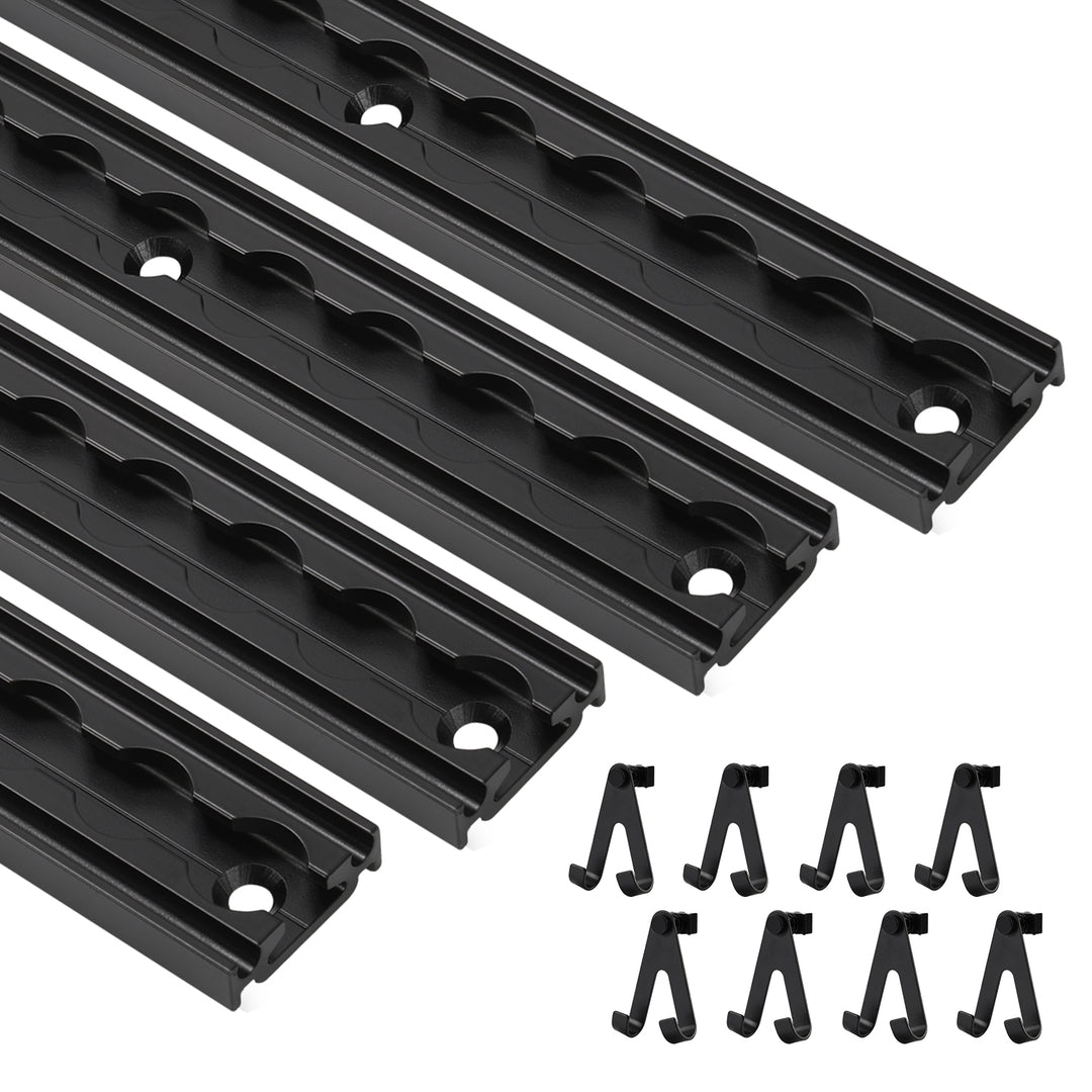 Sonnewelt Airlineschiene 4x 1m Aluminium mit 8 Doppelhaken Schwarz