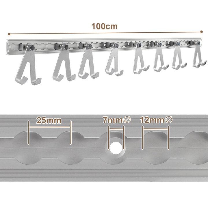 Sonnewelt Airlineschiene 4x 1m Aluminium mit 8 Doppelhaken Schwarz