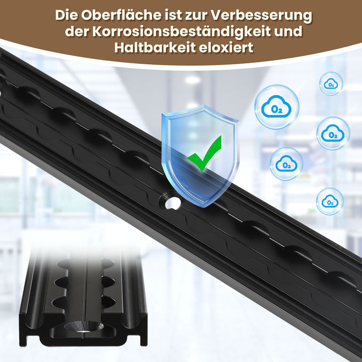 Sonnewelt Airlineschiene 4x 1m Aluminium mit 8 Doppelhaken Schwarz