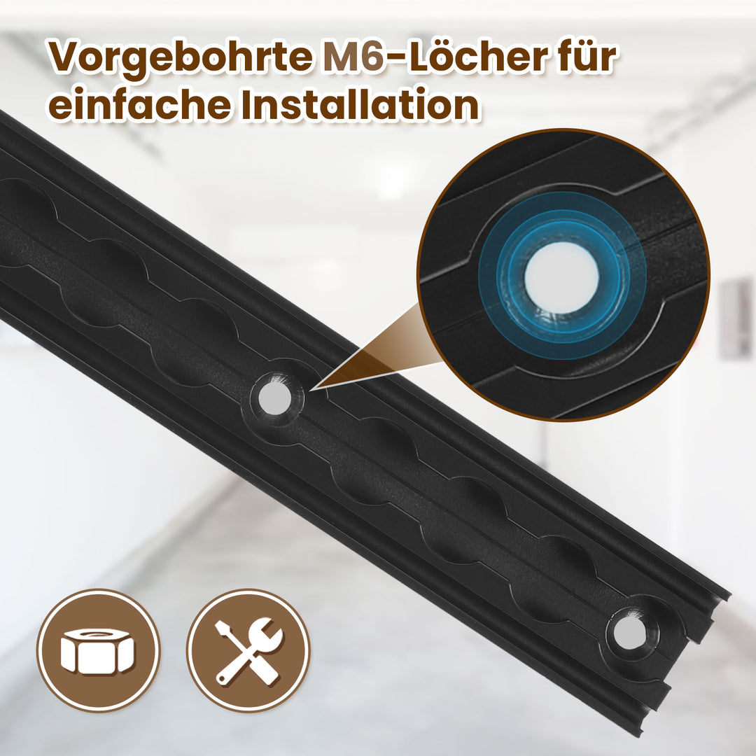 Sonnewelt Airlineschiene 4x 1m Aluminium mit 8 Doppelhaken Schwarz