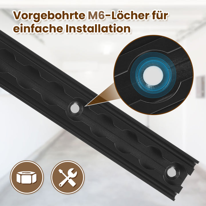 Sonnewelt Airlineschiene 4x 1m Aluminium mit 8 Doppelhaken Schwarz