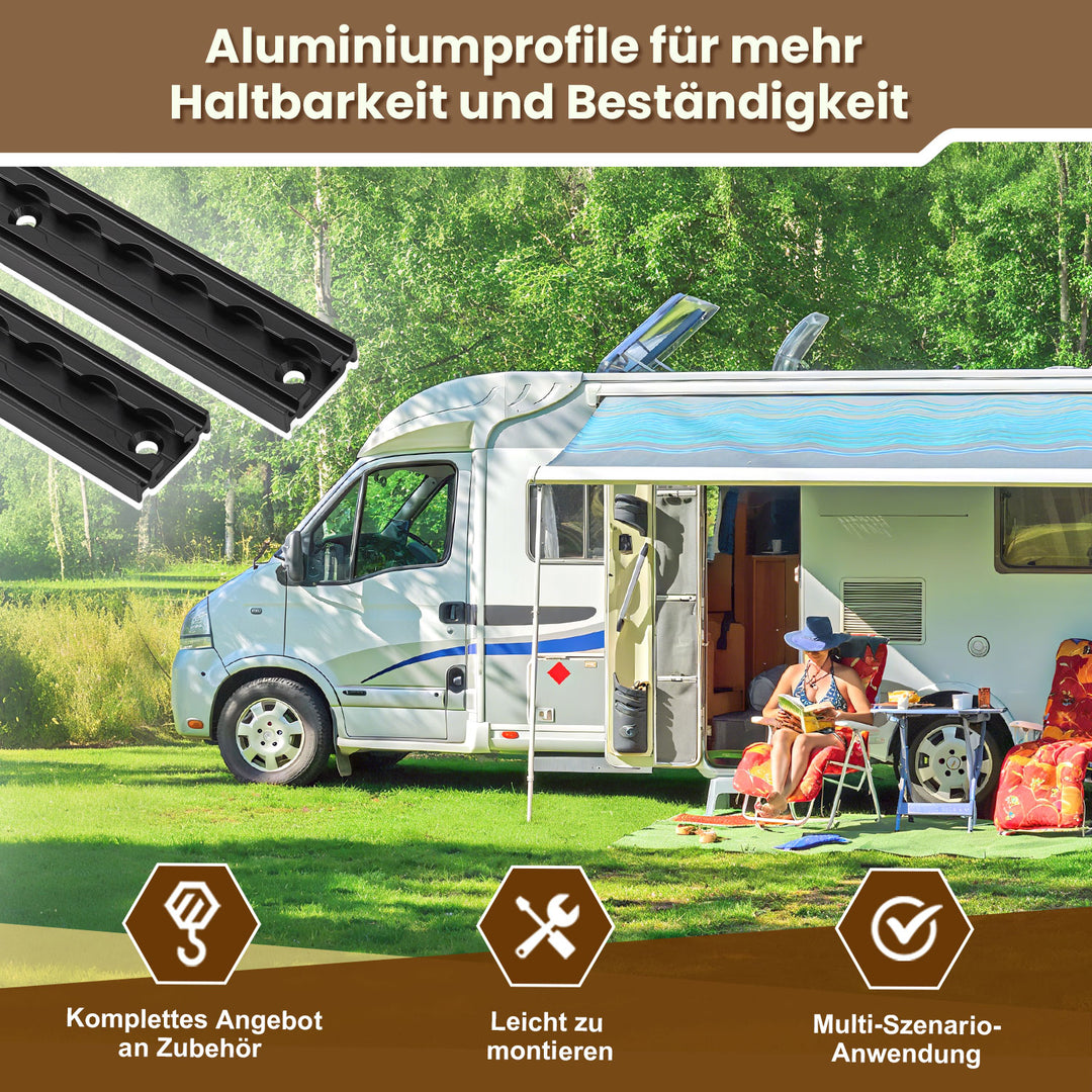 Sonnewelt Airlineschiene 4x 1m Aluminium mit 8 Doppelhaken Schwarz