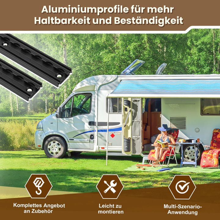 Sonnewelt Airlineschiene 4x 1m Aluminium mit 8 Doppelhaken Schwarz