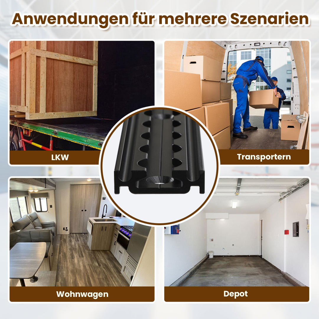 Sonnewelt Airlineschiene 4x 1m Aluminium mit 8 Doppelhaken Schwarz