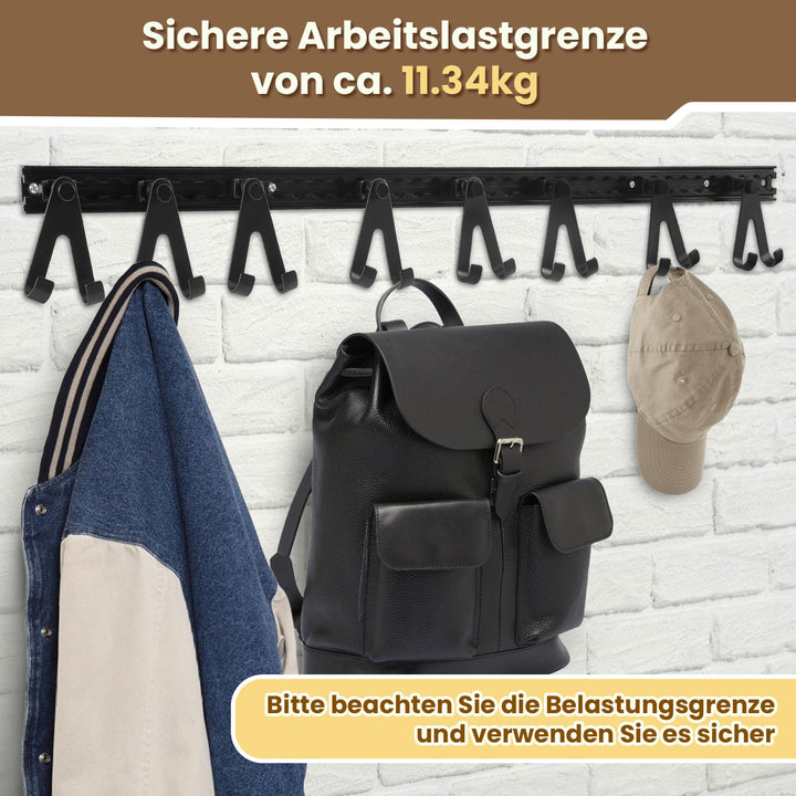Sonnewelt Airlineschiene 4x 1m Aluminium mit 8 Doppelhaken Schwarz