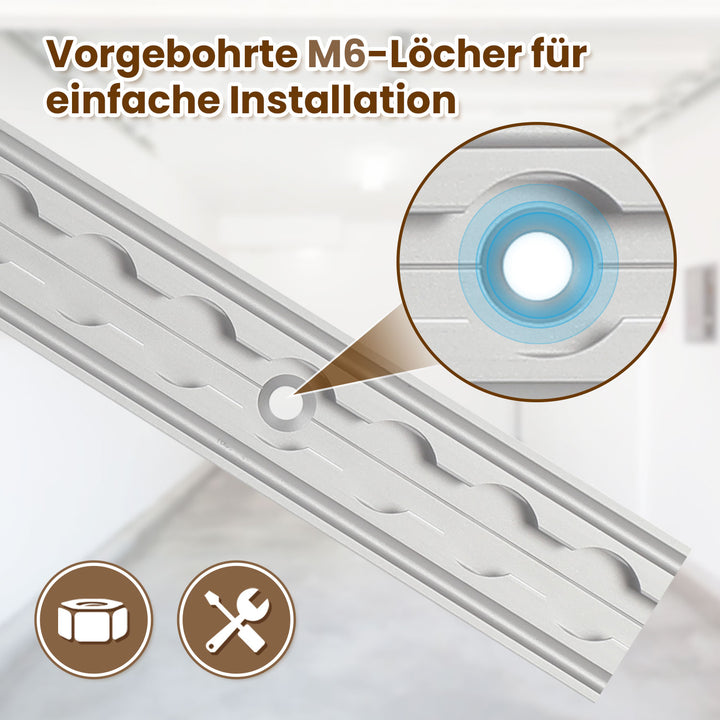 Sonnewelt Airlineschiene 4x 1m Aluminium mit 8 Doppelhaken