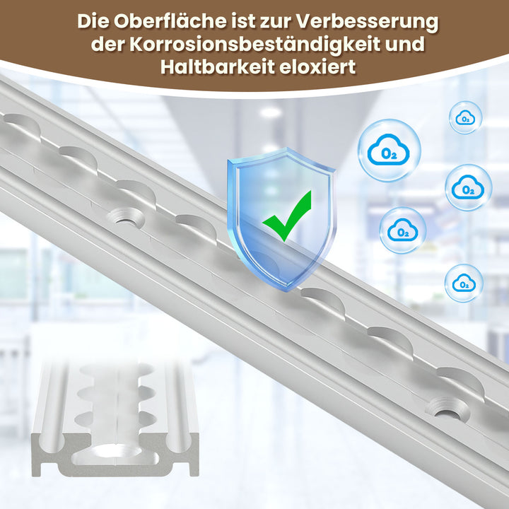 Sonnewelt Airlineschiene 4x 1m Aluminium mit 8 Doppelhaken