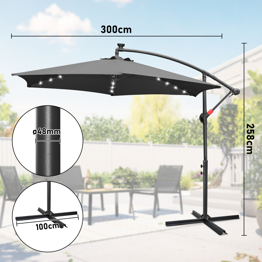 Sonnewelt Ampelschirm 3m/3.5m mit Solar LED