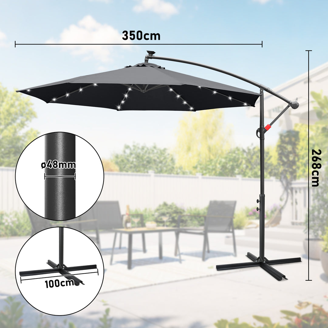 Sonnewelt Ampelschirm 3m/3.5m mit Solar LED