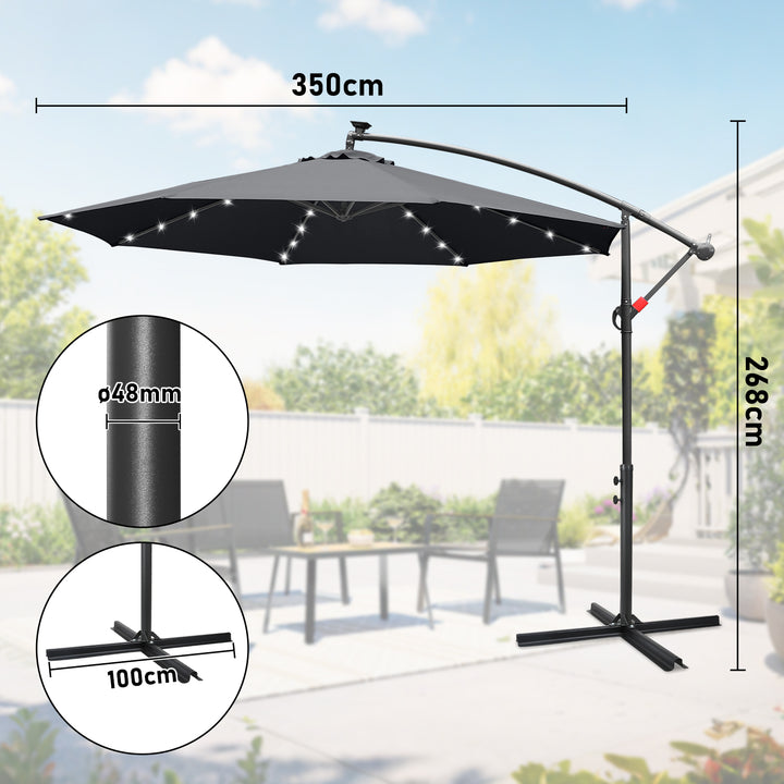Sonnewelt Ampelschirm 3m/3.5m mit Solar LED