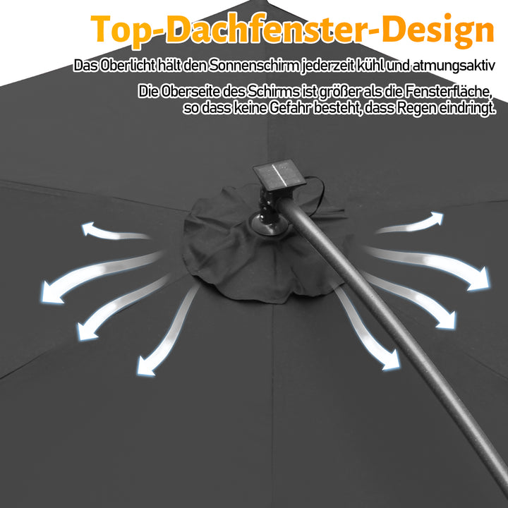 Sonnewelt Ampelschirm 3m/3.5m mit Solar LED