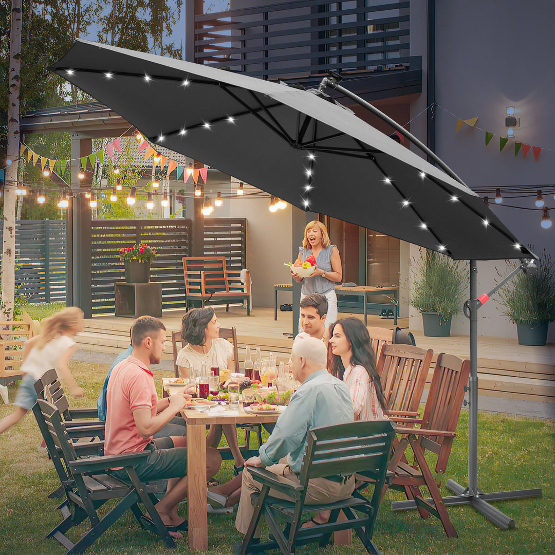 Sonnewelt Ampelschirm 3m/3.5m mit Solar LED