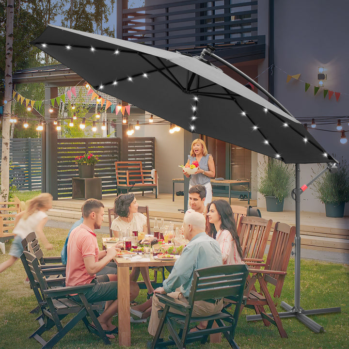 Sonnewelt Ampelschirm 3m/3.5m mit Solar LED