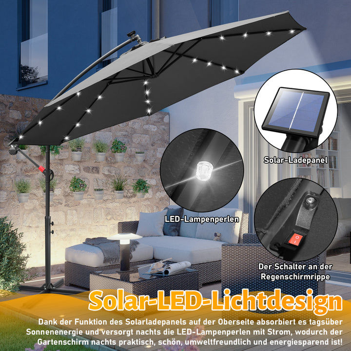 Sonnewelt Ampelschirm 3m/3.5m mit Solar LED