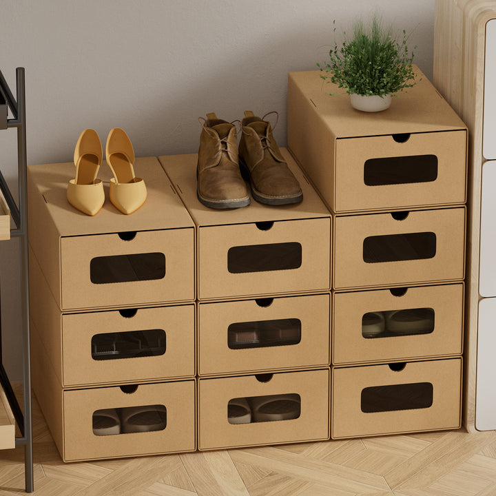 Sonnewelt Aufbewahrungsboxen Pappe mit Sichtfenster & Schublade 10er Set