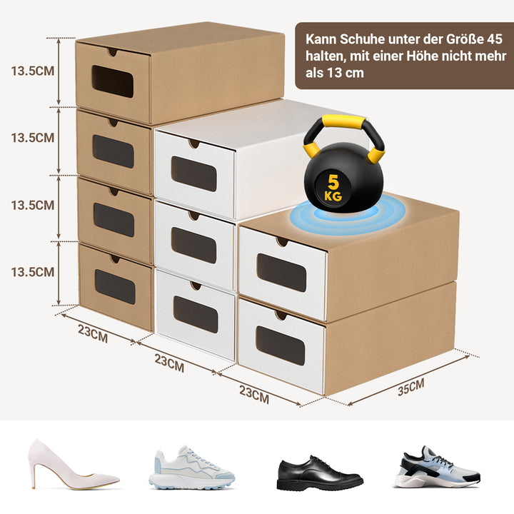 Sonnewelt Aufbewahrungsboxen Pappe mit Sichtfenster & Schublade 10er Set