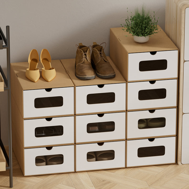Sonnewelt Aufbewahrungsboxen Pappe mit Sichtfenster & Schublade 10er Set