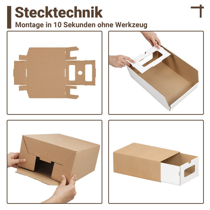 Sonnewelt Aufbewahrungsboxen Pappe mit Sichtfenster & Schublade 10er Set