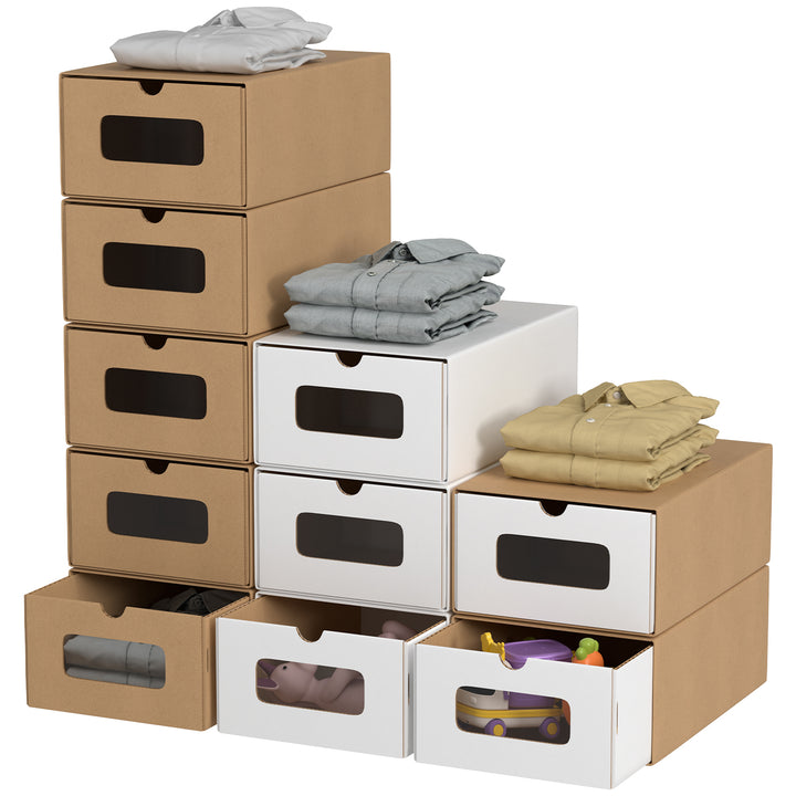 Sonnewelt Aufbewahrungsboxen Pappe mit Sichtfenster & Schublade 10er Set