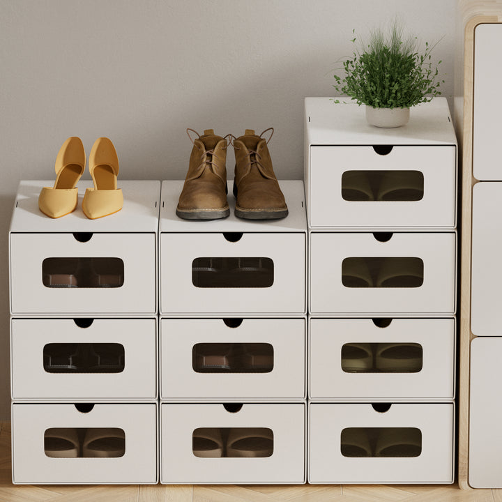 Sonnewelt Aufbewahrungsboxen Pappe mit Sichtfenster & Schublade 10er Set