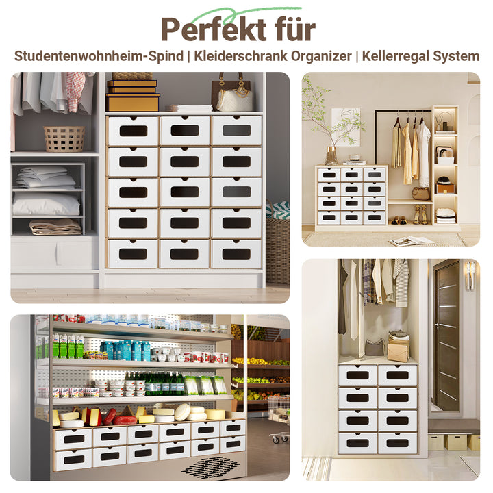 Sonnewelt Aufbewahrungsboxen Pappe mit Sichtfenster & Schublade 10er Set