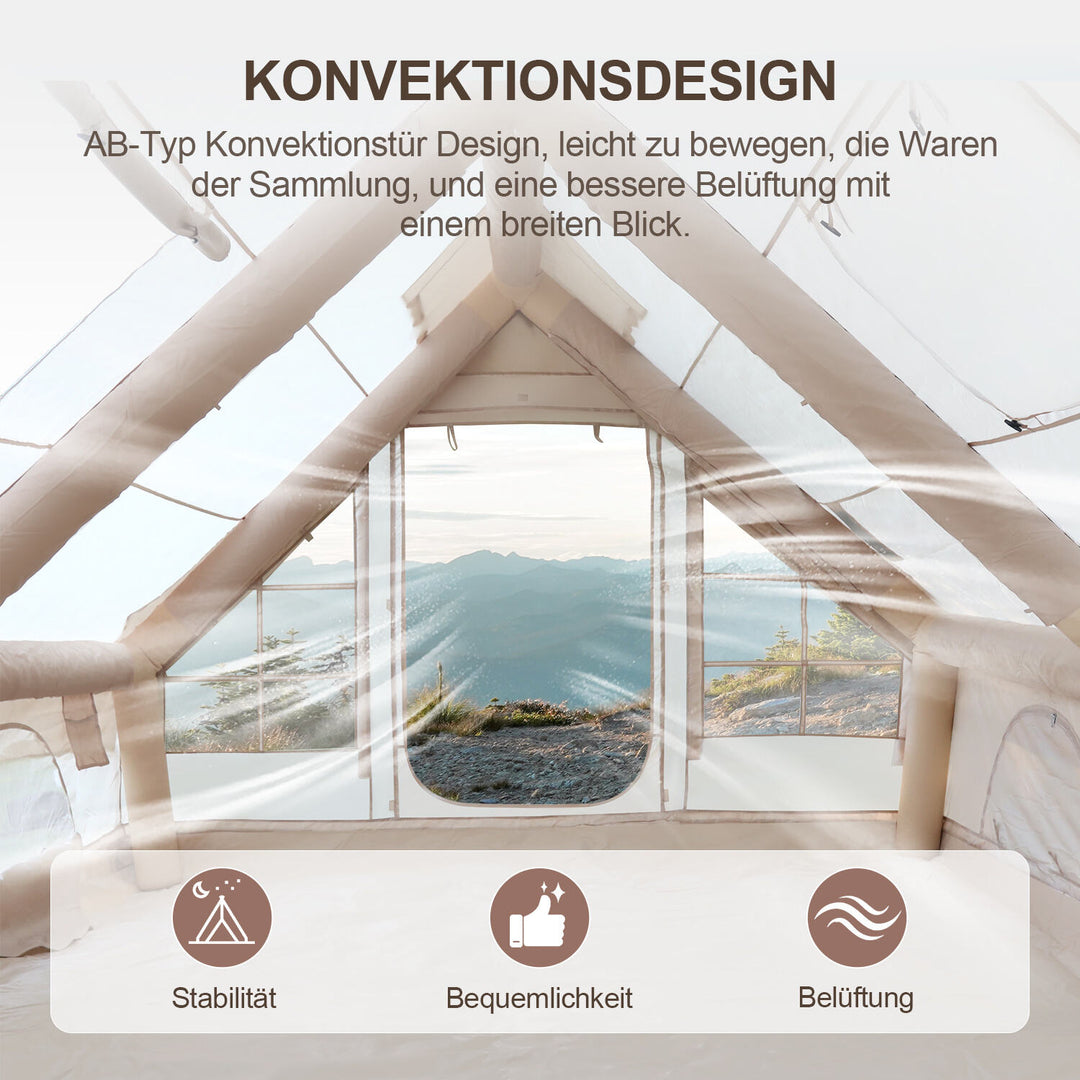 Sonnewelt Aufblasbares Campingzelt mit Dachfenster 12㎡