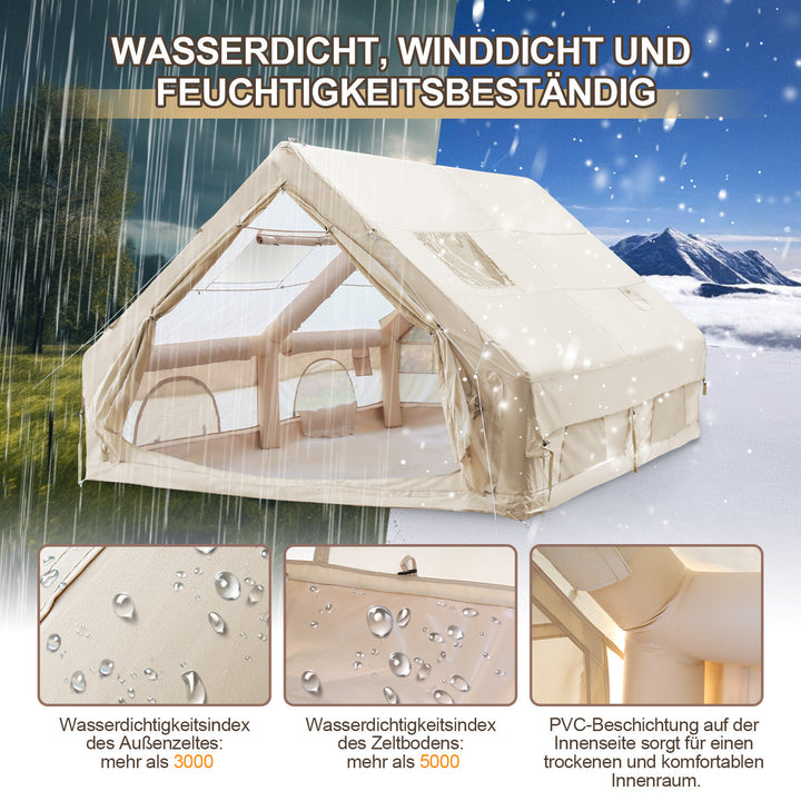 Sonnewelt Aufblasbares Campingzelt mit Dachfenster 12㎡