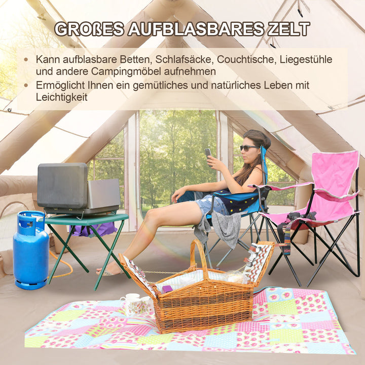 Sonnewelt Aufblasbares Campingzelt mit Dachfenster 12㎡