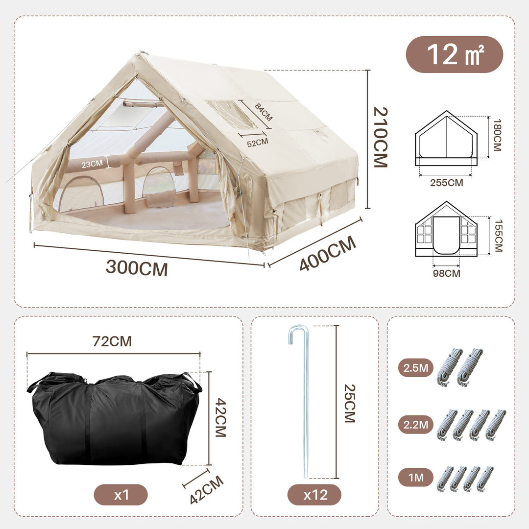 Sonnewelt Aufblasbares Campingzelt mit Dachfenster 12㎡
