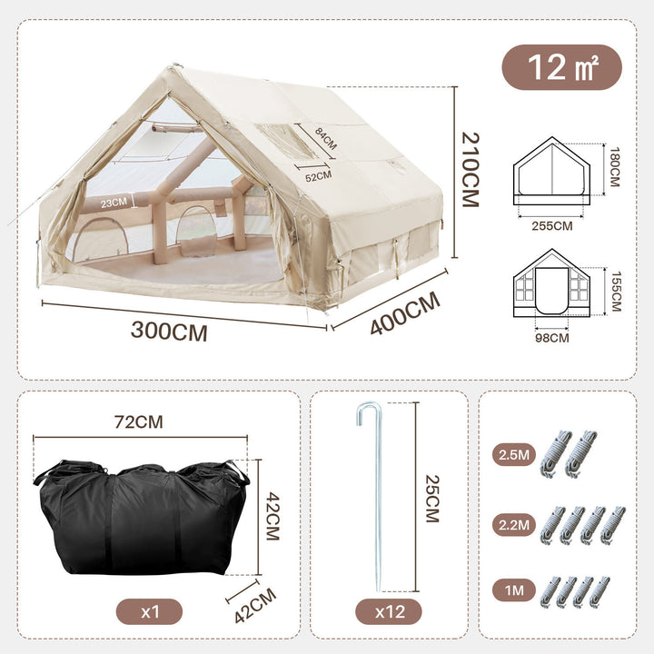 Sonnewelt Aufblasbares Campingzelt mit Dachfenster 12㎡