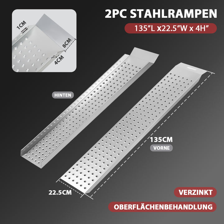 Sonnewelt 2X Auffahrrampe Verladerampe verzinkter Stahl 135cm