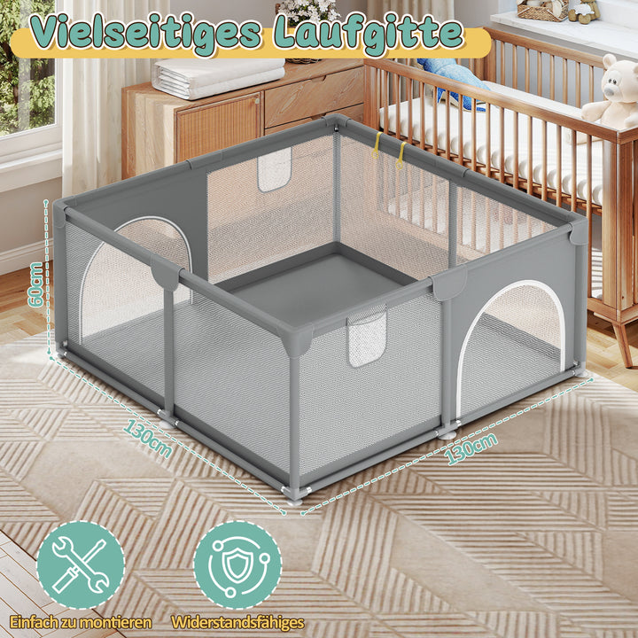 Sonnewelt Baby Laufstall Laufgitter Faltbar 130x130cm/150x180cm