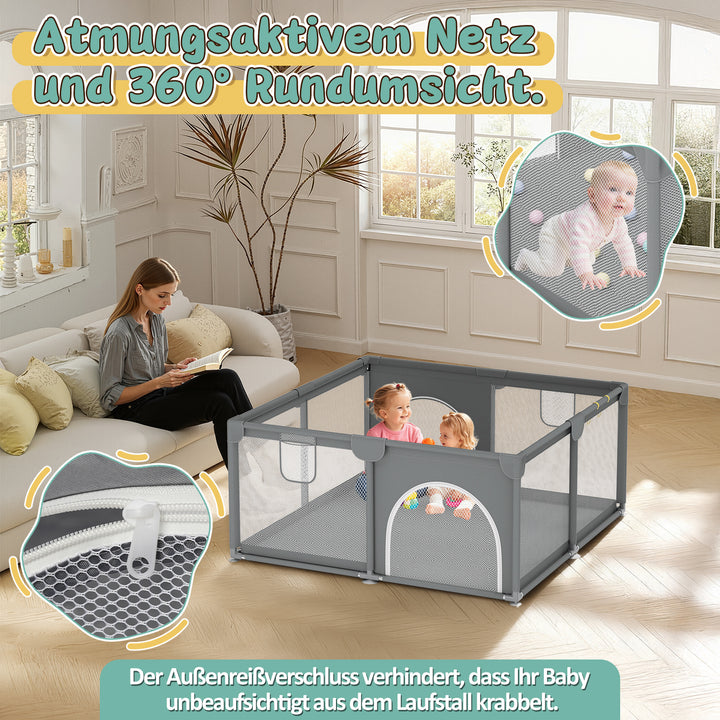 Sonnewelt Baby Laufstall Laufgitter Faltbar 130x130cm/150x180cm