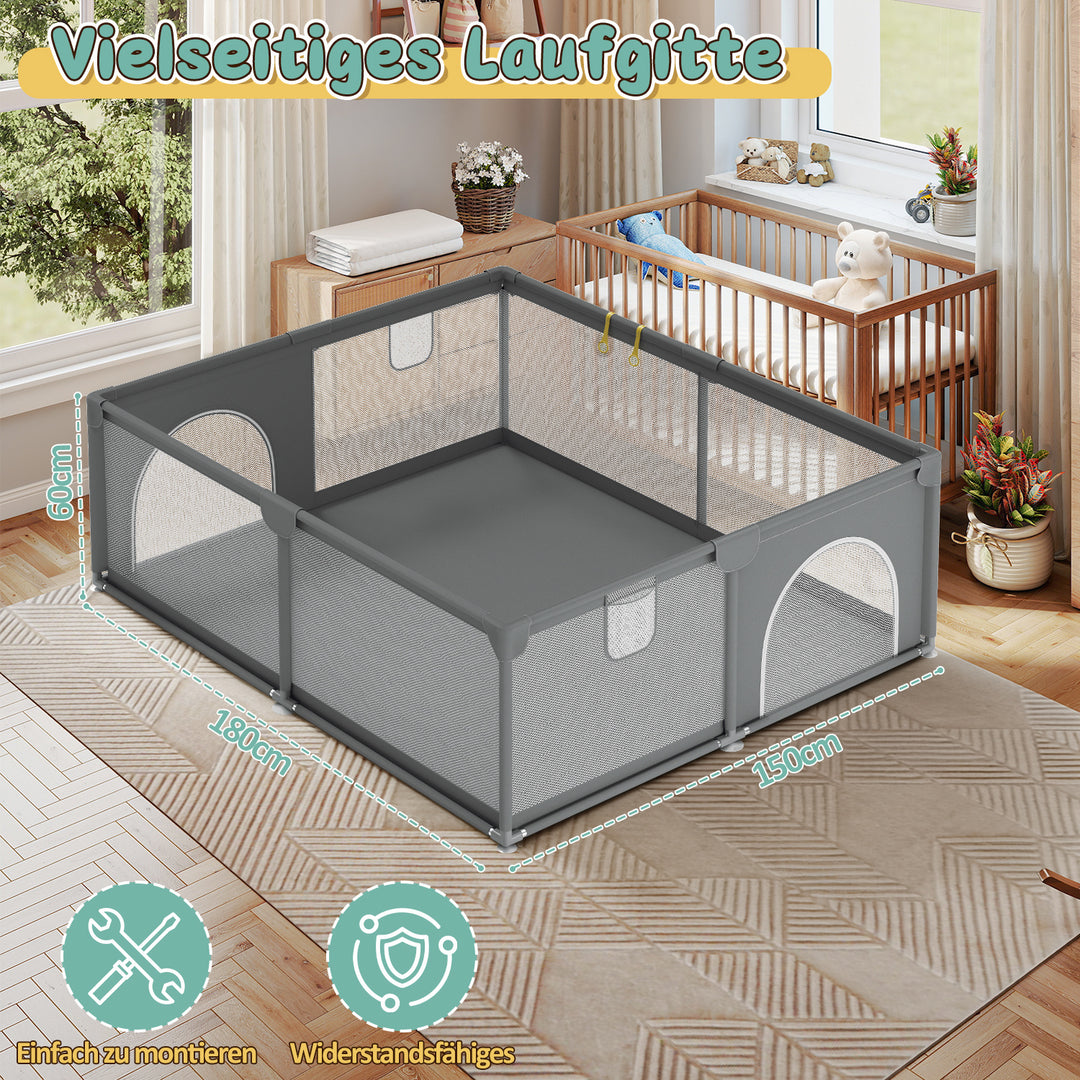 Sonnewelt Baby Laufstall Laufgitter Faltbar 130x130cm/150x180cm