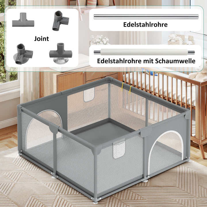 Sonnewelt Baby Laufstall Laufgitter Faltbar 130x130cm/150x180cm