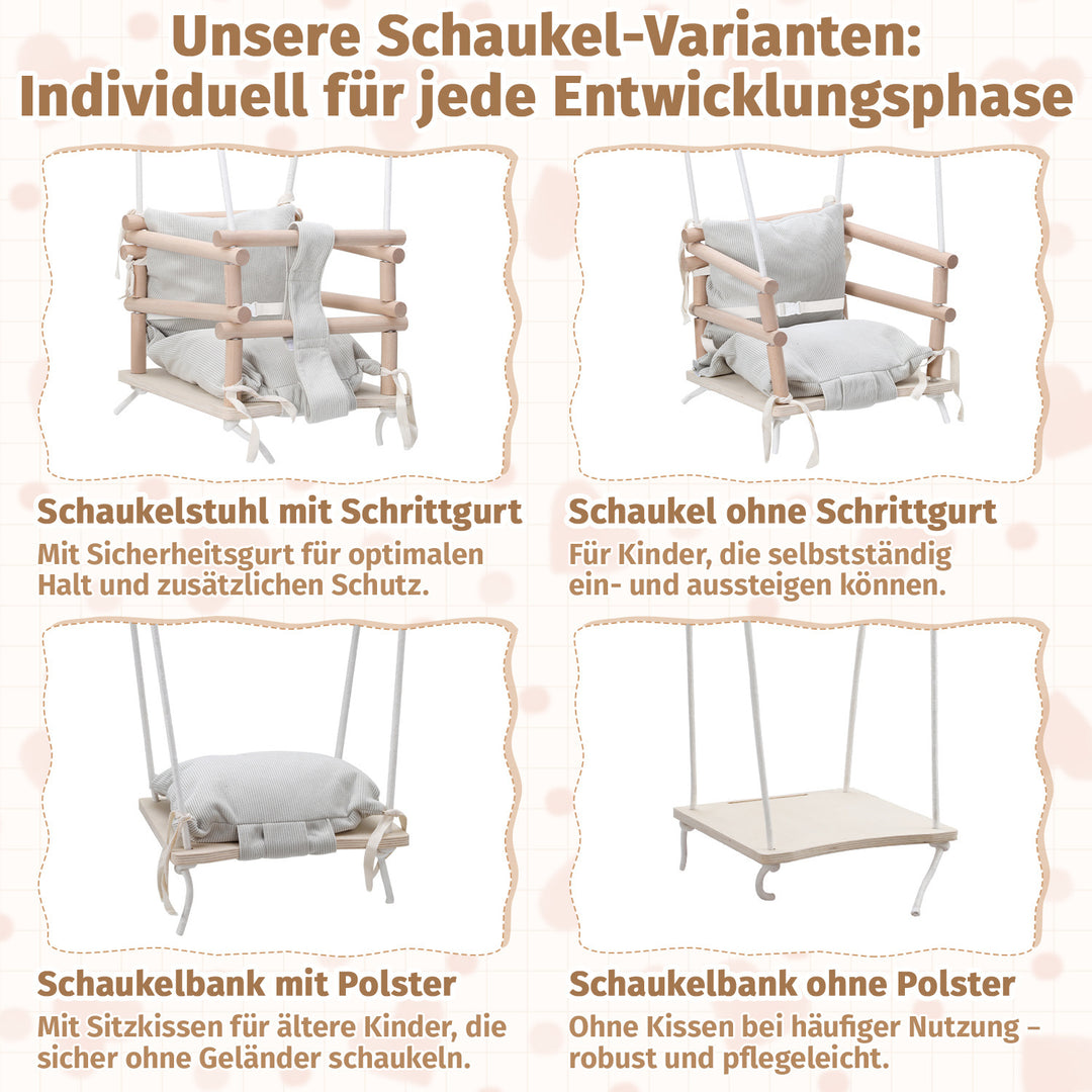 Sonnewelt Babyschaukel 3-in-1 Höhenverstellbar mit Kissen