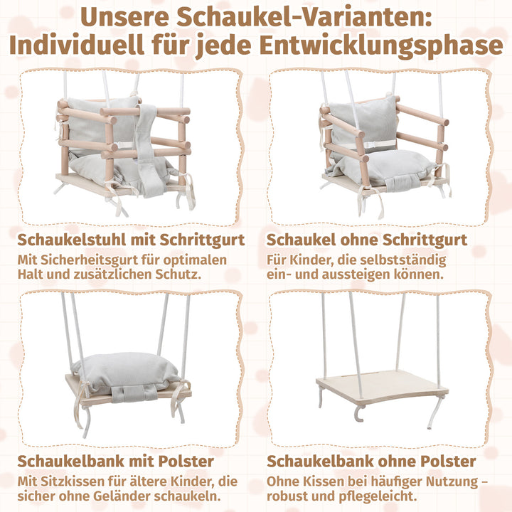 Sonnewelt Babyschaukel 3-in-1 Höhenverstellbar mit Kissen