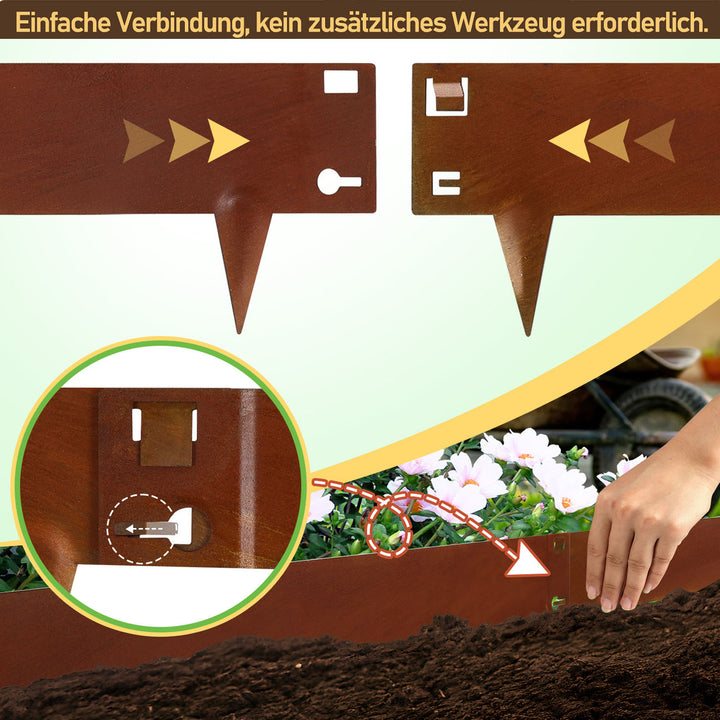 Sonnewelt Rasenkante Metall Beetumrandung mit Dornen 15cm/18cm Rost Corten
