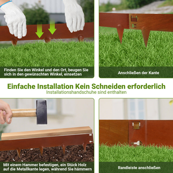 Sonnewelt Rasenkante Metall Beetumrandung mit Dornen 15cm/18cm Rost Corten