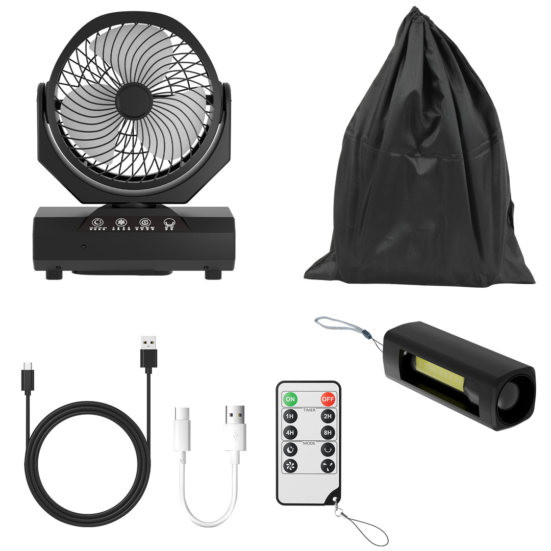Sonnewelt Camping ventilator mit Haken & LED-Laterne 20000mAh