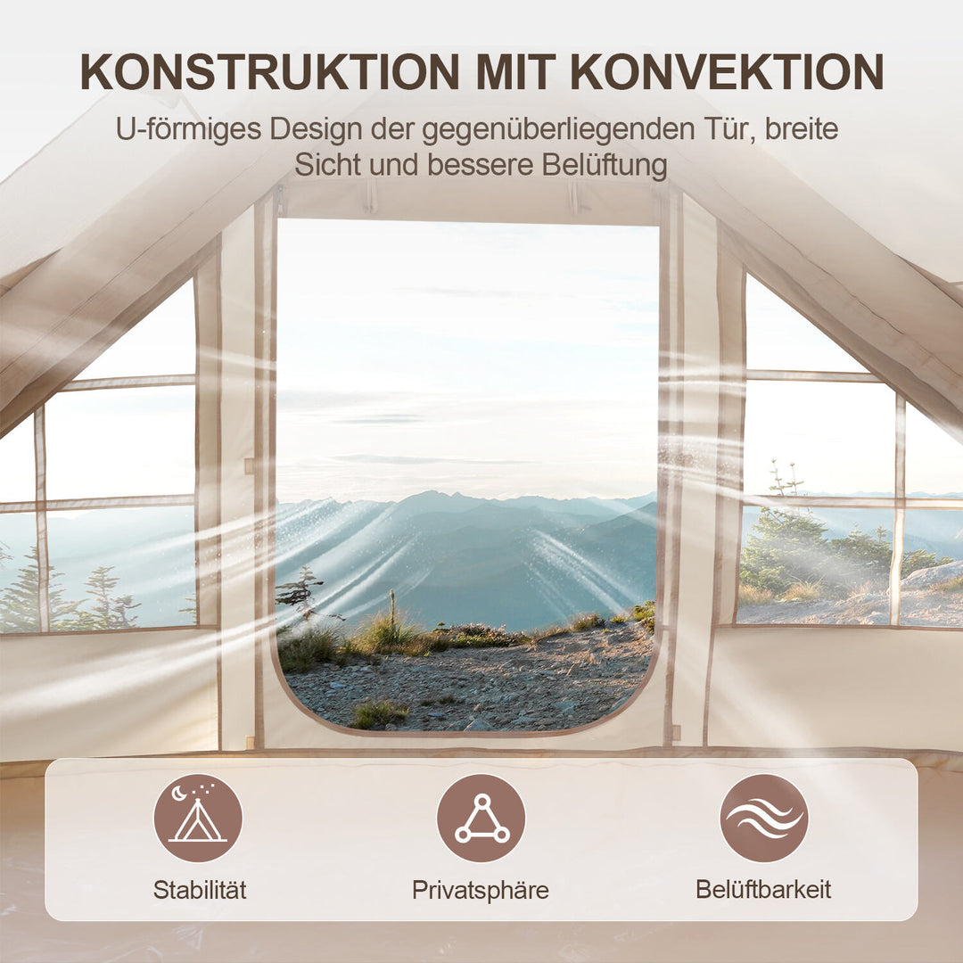 Sonnewelt Aufblasbares Campingzelt mit Dachfenster 6.3㎡